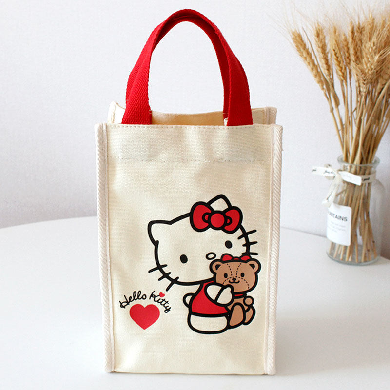 可爱hello kitty抱小熊水杯包杯套杂物收纳包礼品包送礼包帆布包