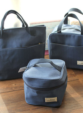 清新蓝色深林蓝色条纹饭盒包 便当包 小妈咪手提包保温包