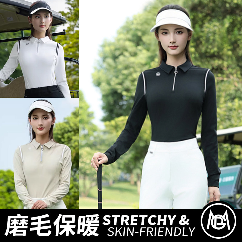 PGM 2025高尔夫女装秋冬新款服装女长袖polo网球上衣运动衣服套装