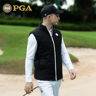 美国PGA 高尔夫外套男士马甲背心春季防风保暖夹棉运动服装男装