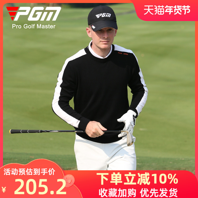PGM Thu Đông Golf Quần Áo Nam Dài Tay Cổ Tròn Dày Ấm Áo Len Golf Nam Quần Áo