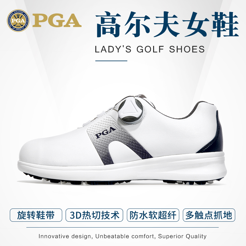 Giày Golf Mỹ PGA Giày Chống Thấm Nước Của Nữ Giày Núm Khóa Dây Giày Giày Thể Thao Golf Nữ Chính Hãng