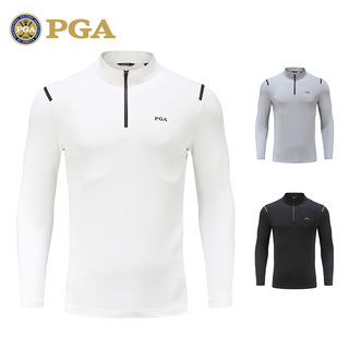 美国PGA 高尔夫球服装男士秋冬衣服男装上衣高领长袖T恤polo衫