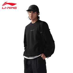 李宁CF溯卫衣加绒男士秋冬舒适户外休闲圆领套头运动上衣AWDU957