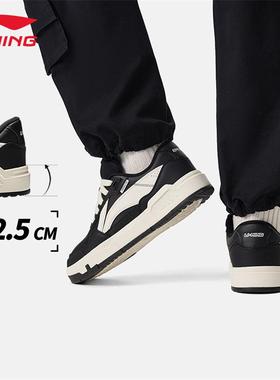 李宁休闲鞋COMMON80s情侣款2025新款黑白百搭软弹低帮舒适滑板鞋