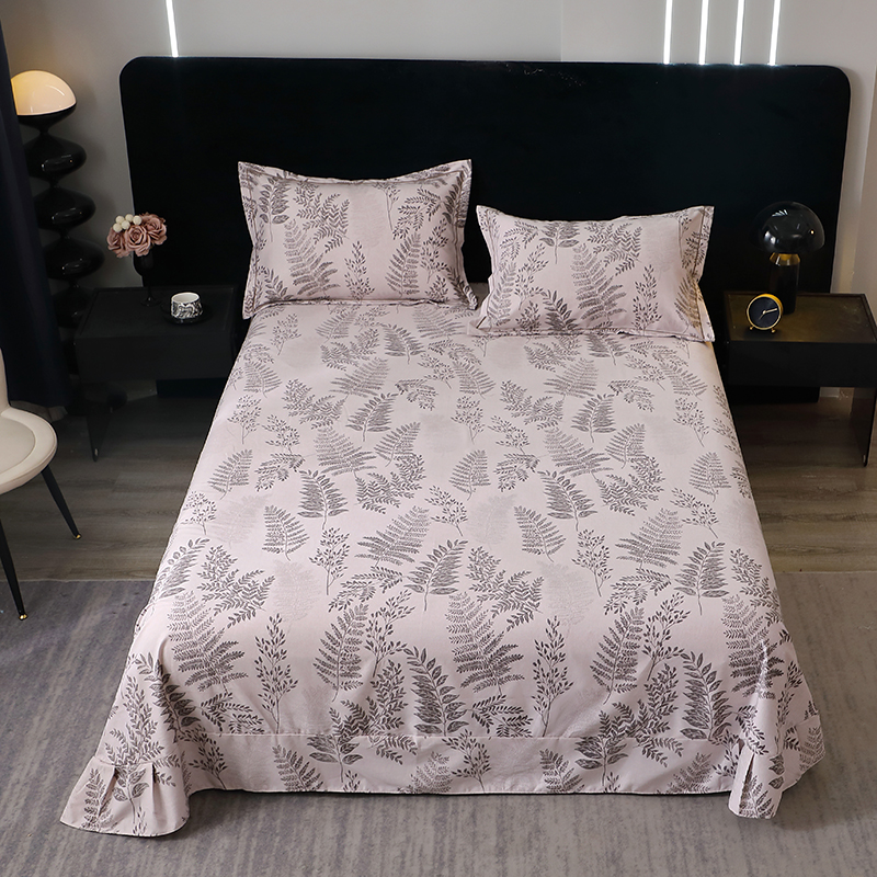 浅粉色床单单件全棉加厚磨毛被单纯棉浅粉红色黑白格1.21.51.82米