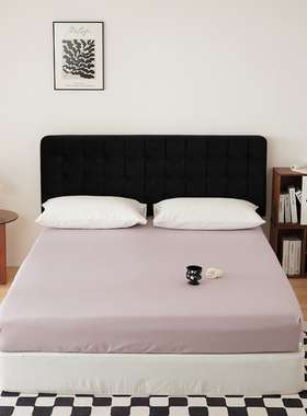 高密度全棉床笠单件紫灰色豆沙粉纯棉床罩套加高0.91.21.51.8m2米