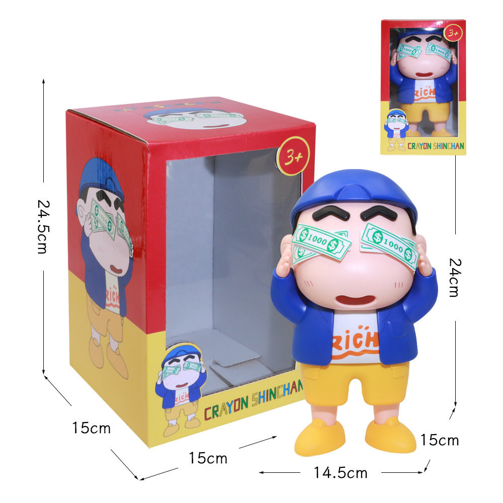 跨境爆款卡通小新储蓄罐小新存钱罐文创家居摆件潮玩手办模型礼物