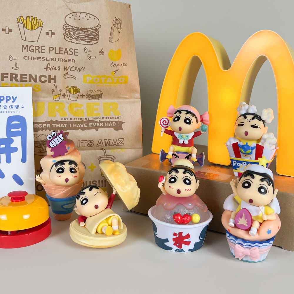 蜡笔小新手办点心时间野原新之助可爱心桌面摆件潮玩周边盲盒