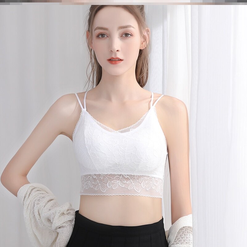 白色罩衫防走光美背吊带文胸一体大码胖mm吊带式直播欧货美胸新款