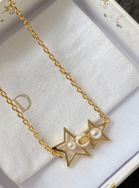 10大牌迪家双五角星珍珠项链女款轻奢小众高级感送女友生日礼物