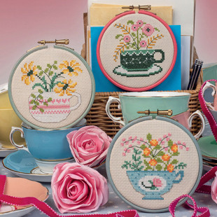 精准印花A075杯子花花 ANC安卡线 多金绣铺十字绣自配套件DMC R线