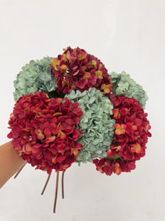 秋色洋绣球单枝仿真花渐变绣球古典花色单头短枝绣球花婚庆装饰