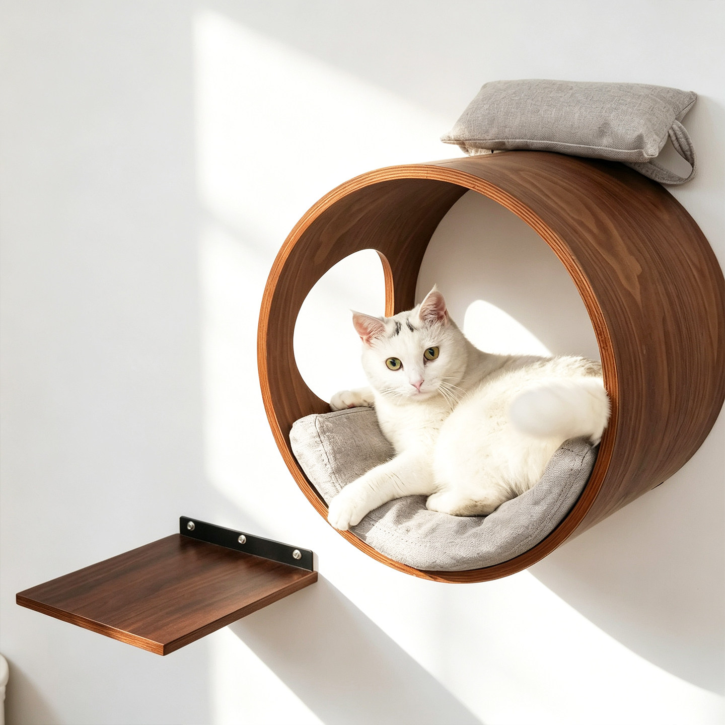 猫爬架洞洞板定制实木墙壁式图片
