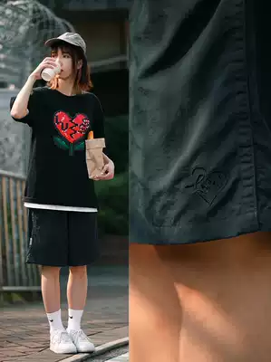 LUSHISI(LUSS) love embroidery five-point pants summer loose waterproof function sports shorts men and women couples