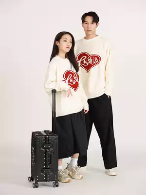 LUSHISIreg 2021 love pattern sweater loose top pure cotton skin-fitting sweater men and women lovers
