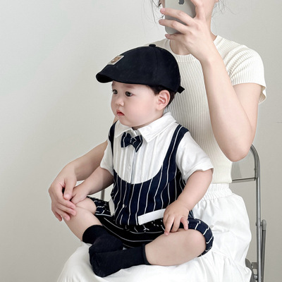 绅士婴儿连体衣服夏季薄款