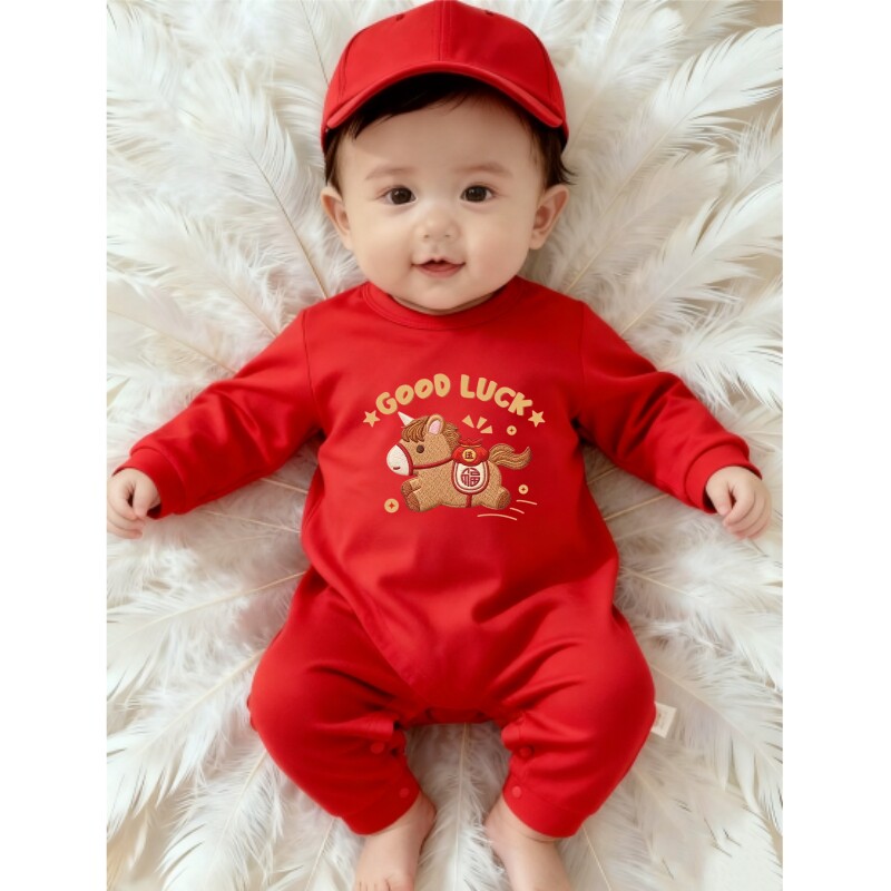 婴儿新年过年拜年服喜庆满月宝宝衣服秋冬马年好运新生儿连体百天,童装/婴儿装/亲子装,连身衣/爬服/哈衣,淘宝优惠券,粉丝福利购,淘宝优惠卷