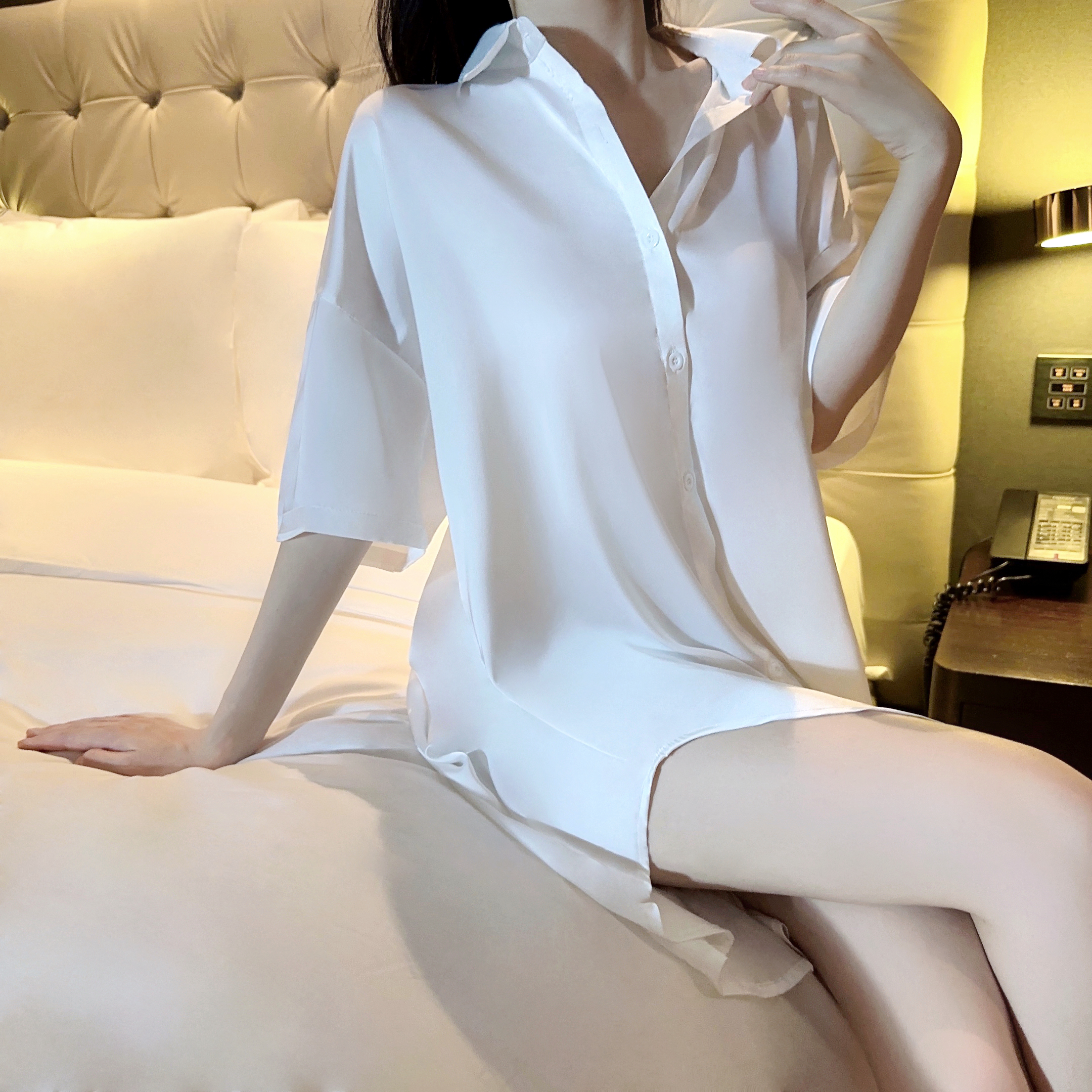 性感男友风衬衫睡裙新款夏秋季女