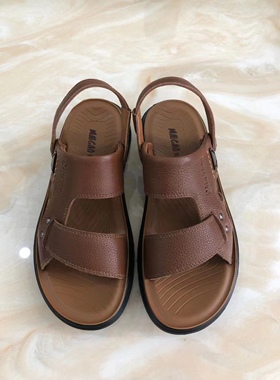 麦高杰西度正品新款外穿休闲士两用拖鞋真皮沙滩鞋夏季男运动凉鞋