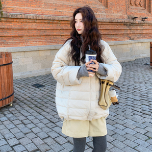 浅灰色设计感可拆卸针织连帽羽绒服女2025冬新款时髦减龄排骨外套