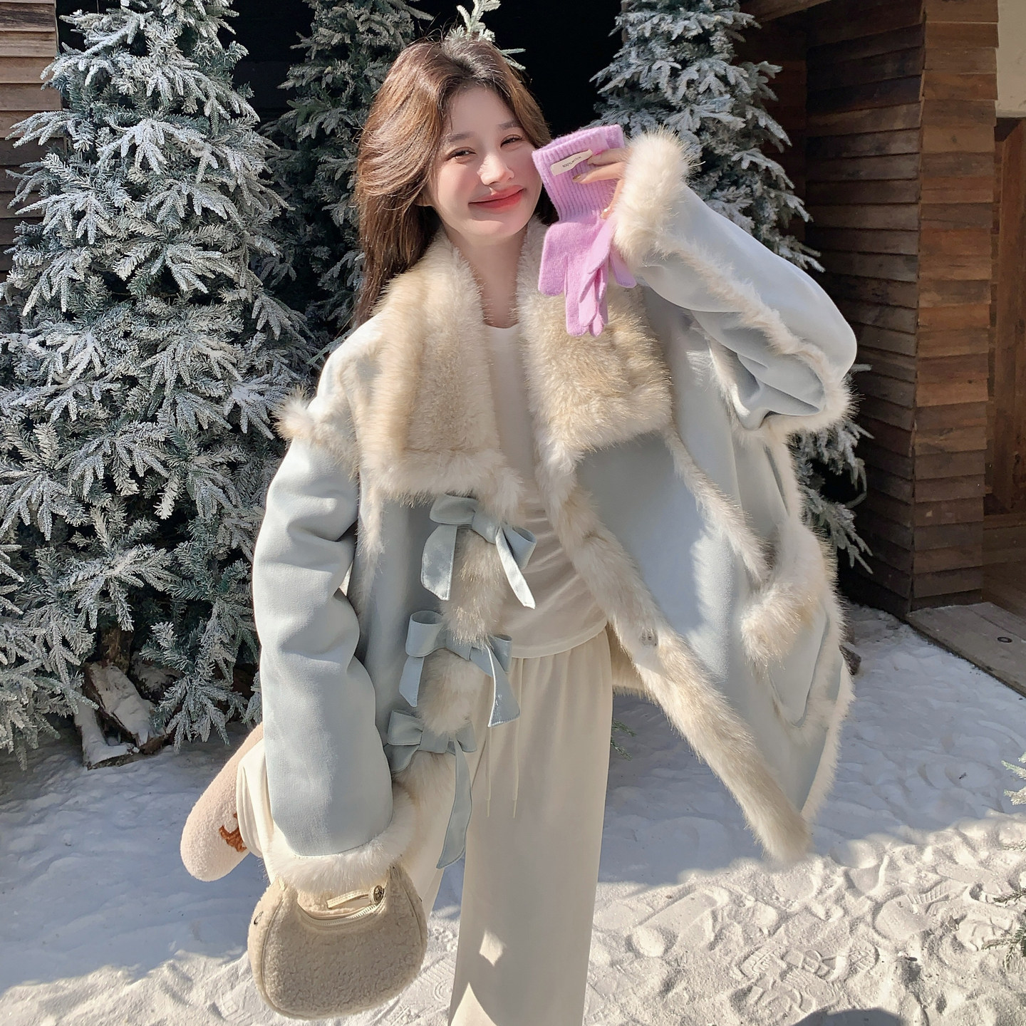 韩系轻奢贵气感皮毛一体外套女2025冬新款潮酷减龄羊羔毛保暖棉服,女装/女士精品,棉衣/棉服,淘宝优惠券,粉丝福利购,淘宝优惠卷