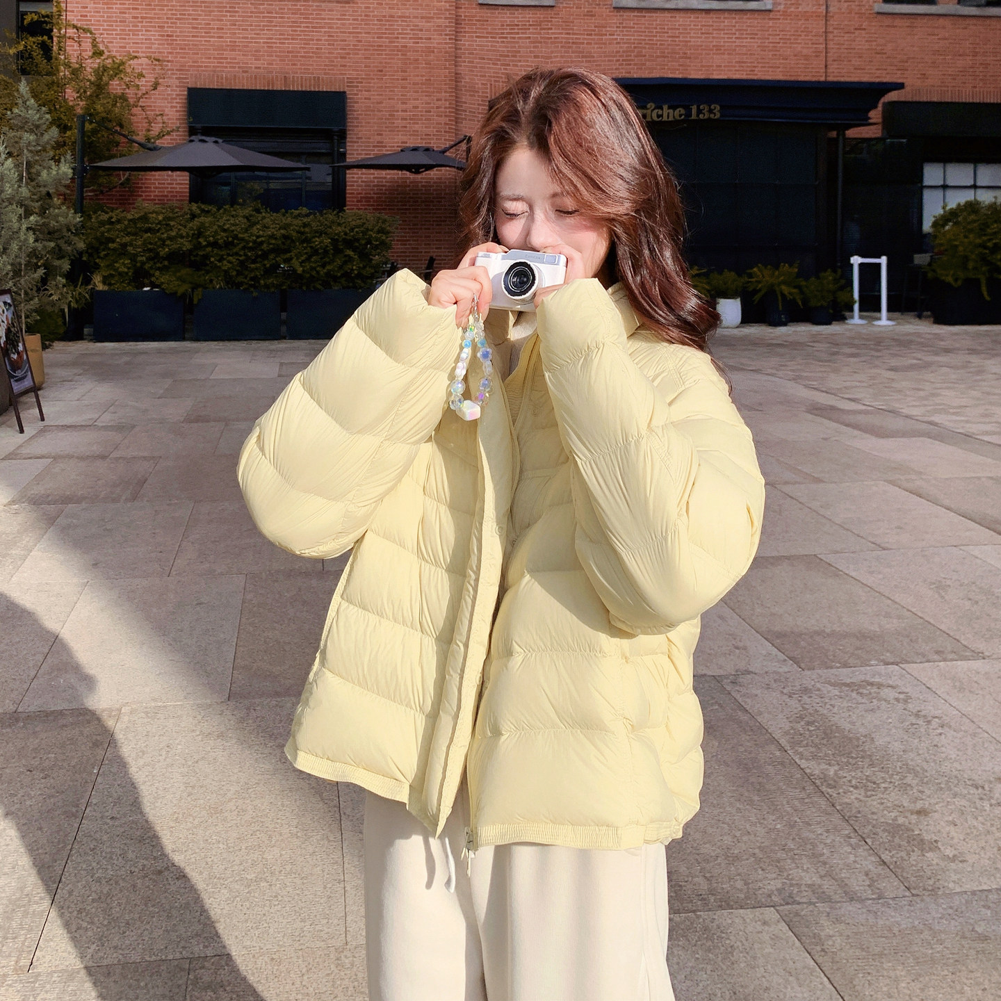 奶黄色加厚保暖排骨羽绒服女2025年冬季新款90白鸭绒洋气减龄外套