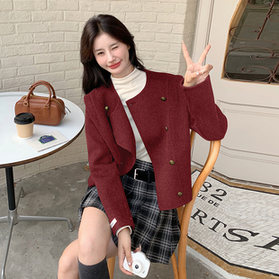 安可拉红时尚气质双面呢羊毛大衣女冬季宽松毛呢外套短款双面羊绒