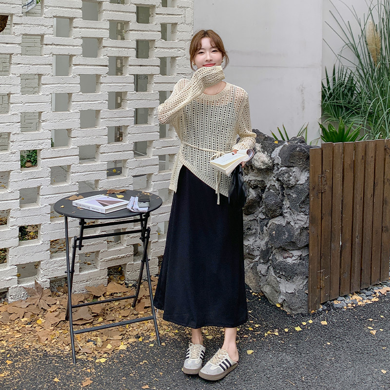 今年流行爆款不规则针织罩衫套装裙女2026春新款吊带连衣裙两件套