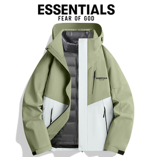 奥莱专区大码羽绒服男士冲锋衣两件套羽绒内胆可脱卸潮牌宽松防风