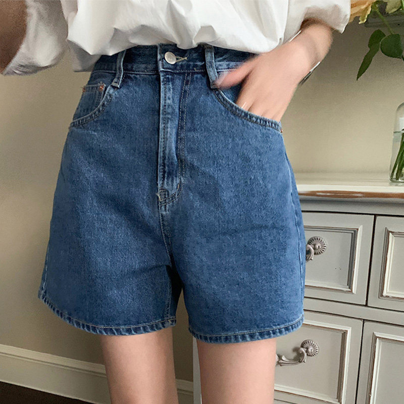 市舶司高腰遮肉 韩国女装2023夏装新款舒适后腰松紧实穿牛仔短裤