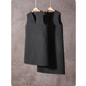 双面呢背心连衣裙女 老钱风叠穿 羊毛骆驼绒桑蚕丝长短款