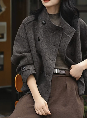 主播自留 秋冬“氛围担当” 双排扣通勤 利落H廓形双面呢短大衣で