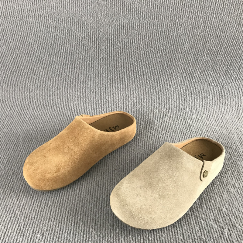品牌手工女鞋断码撤柜春夏法式复古外穿包头半拖磨砂皮休闲勃肯鞋