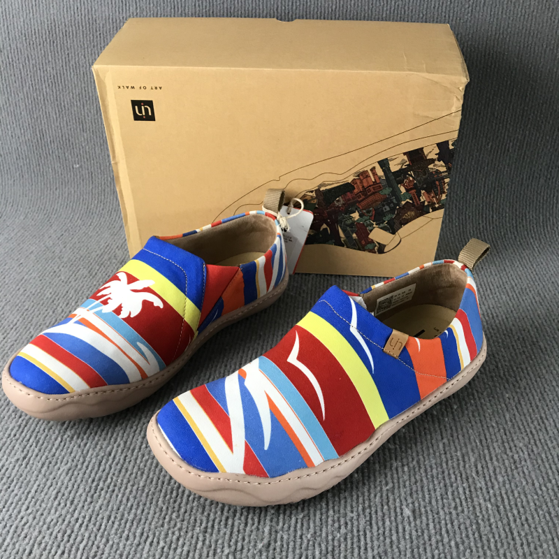 uin彩绘旅行鞋托莱多1一脚蹬帆布鞋懒人鞋透气鞋轻便软底休闲男鞋