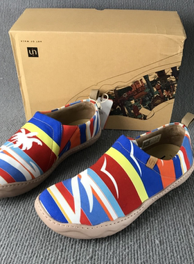 uin彩绘旅行鞋托莱多1一脚蹬帆布鞋懒人鞋透气鞋轻便软底休闲男鞋