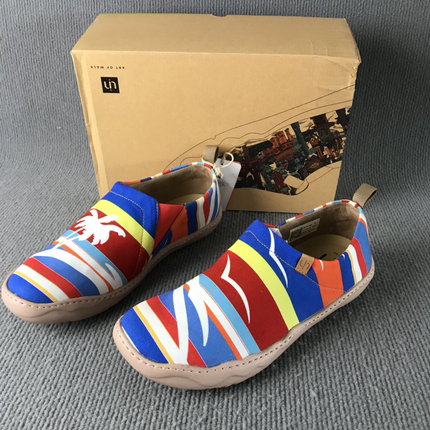 uin彩绘旅行鞋托莱多1一脚蹬帆布鞋懒人鞋透气鞋轻便软底休闲男鞋