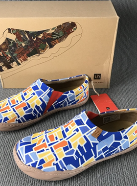 uin彩绘旅行休闲鞋一脚蹬懒人轻软透气百搭男士手工布鞋轻便舒适