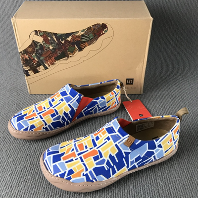 uin彩绘旅行休闲鞋一脚蹬懒人轻软透气百搭男士手工布鞋轻便舒适
