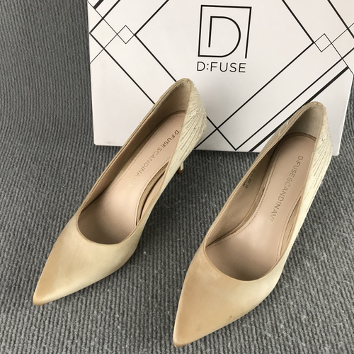 36.37码D：Fuse/迪芙斯瑕疵女鞋断码撤柜简约百搭轻熟风高跟鞋秋
