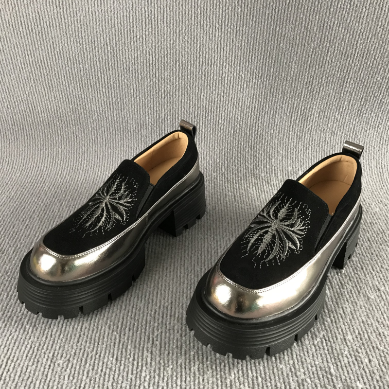 真皮手工女鞋断码撤柜捡漏春夏复古一脚蹬厚底乐福鞋英伦风豆豆鞋