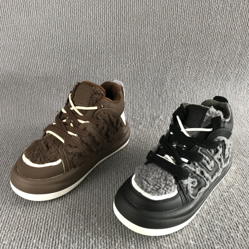 正品女鞋断码清仓处理秋冬加绒里保暖高帮棉鞋平底百搭牛皮休闲鞋