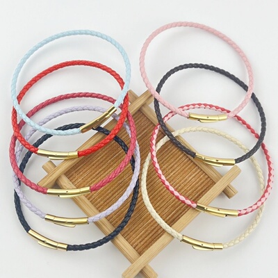 3mm皮绳手链替换手绳金色扣子