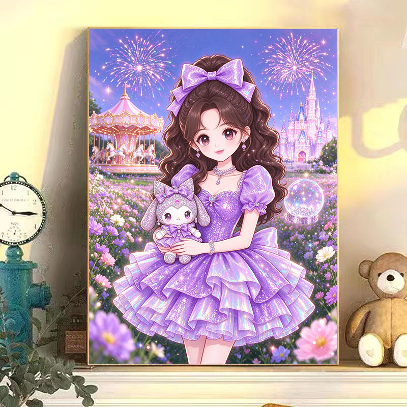KS色系新款客厅卧室卡通动漫可爱女孩星堡绮梦十字绣贴钻画钻石绣
