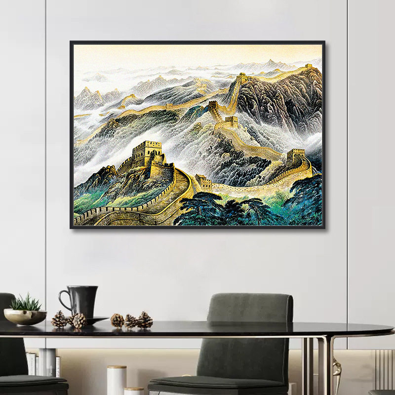 KS色系新款客厅办公室小幅中国风万里长城大气贴钻十字绣满钻石画