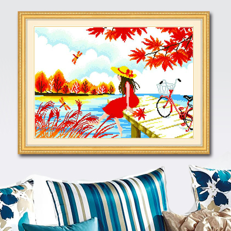 ks客厅卧室风景卡通小女孩十字绣