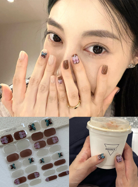 ANPUZI小红书同款半烤凝胶美甲贴照灯光疗防水持久冰透彩蝶PU0055