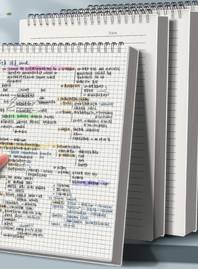 笔记本上翻线圈本网格本格子本小方格本b5加厚大学生考研办公用记录本横线练习本记事本文具大号a4本子草稿本