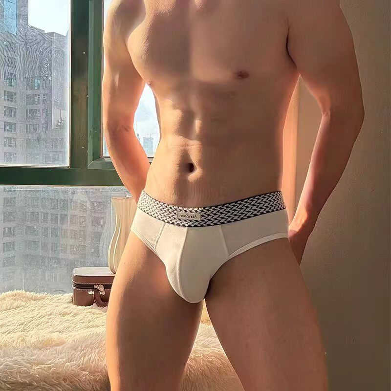 维多利亚森林~男士简约纯色内裤~个性编制腰带U囊袋运动三角裤衩
