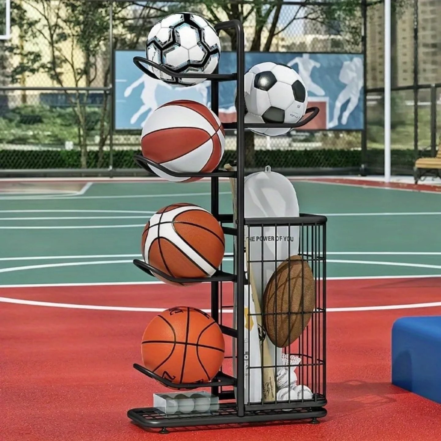 Indoor Children Basketball Storage Rack Put Ball Football S